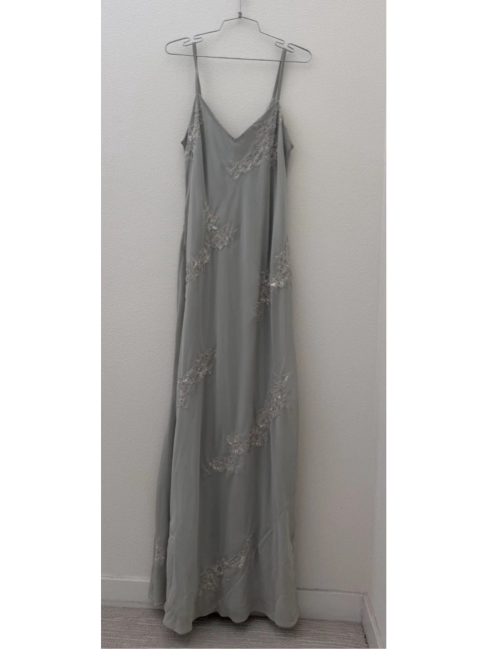 Vintage Scala Gray Sequin Beaded Formal Dress Size XXL